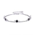 Dainty 925 Sterling Silver Enamel Clover Shape Bracelet for Women