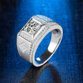 Fashion Men Ring Rhodium Plated 925 Sterling Silver Moissanite Men Rings