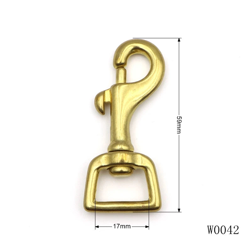 17mm Swivel square Ring Snap Hook Bag Hardware Waterproof Anti-rust Solid Brass Metal Bolt Snap