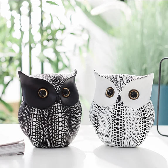 Small Owl Statue Handcrafted Resin Buho Figurines for Home Decor for Living Room Bedroom or Office Decoration