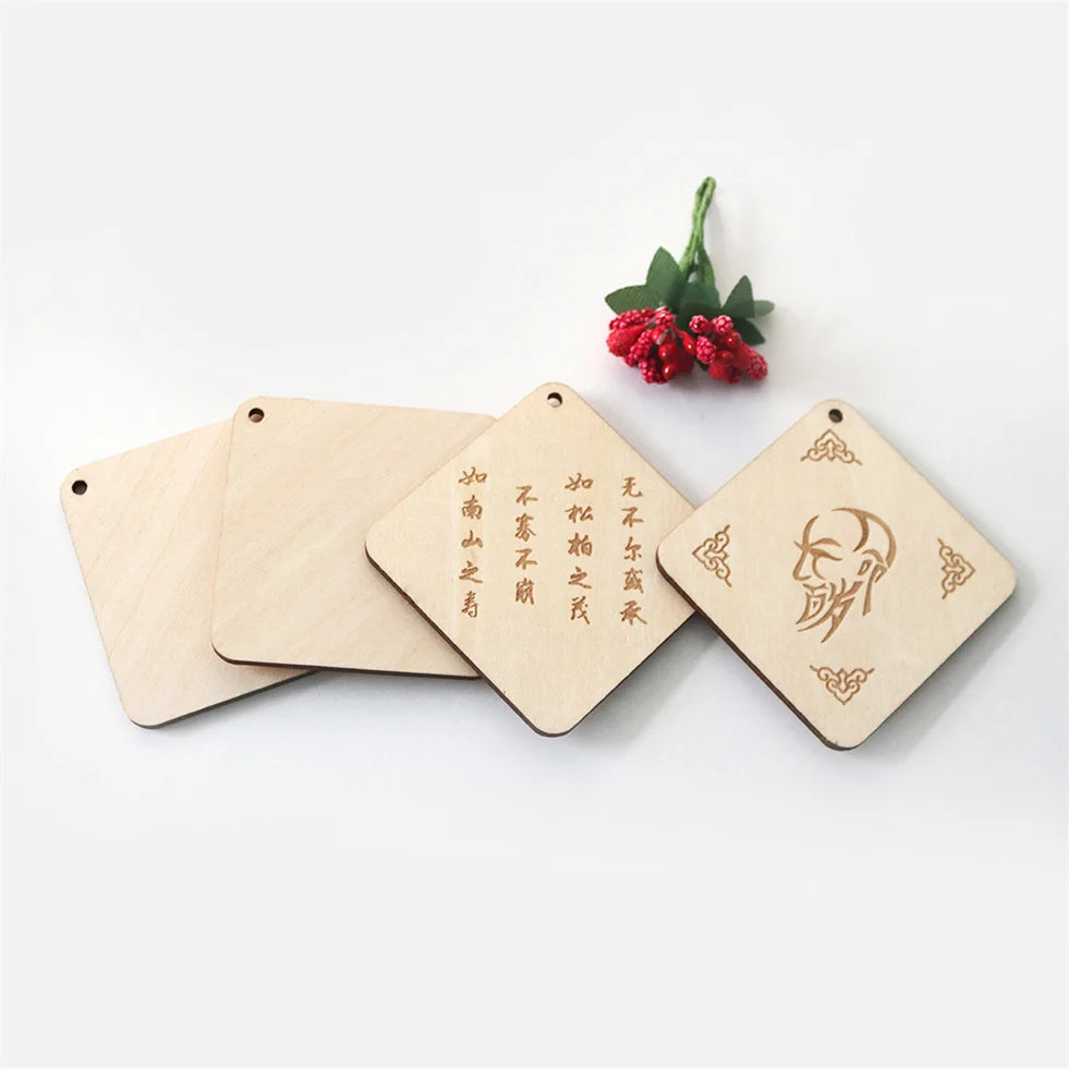 Factory Custom Laser Cut Wood Crafts Card Blessing Card Pendant Decoration