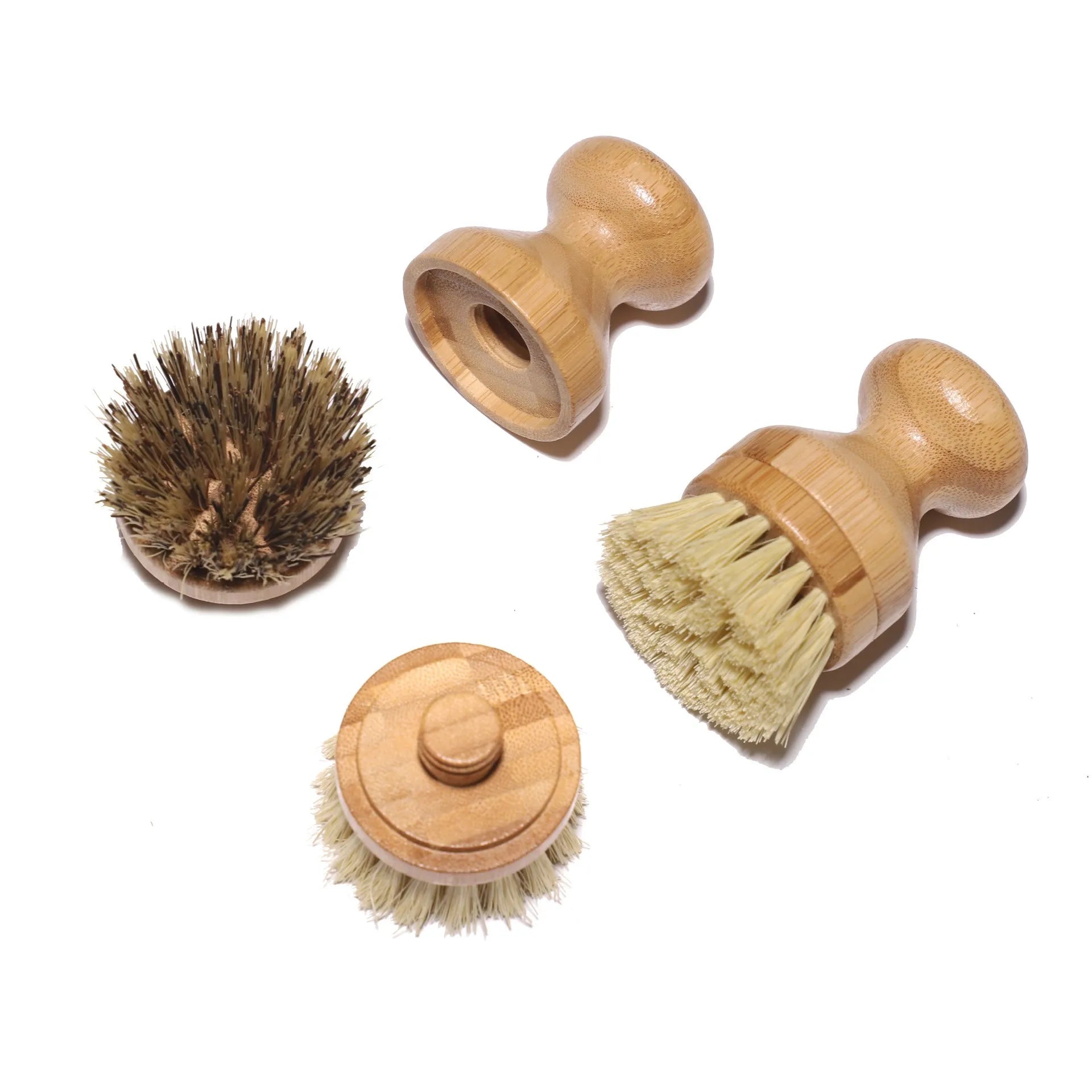Replaceable Brush Head Bamboo Palm Sisal Dish Brush Dishes Scrub Brush for Dishes Pot Pans