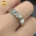 Iced Out Jewelry 10k Silver Single Moissanite Ring VVS Diamond Fashion Simple Wedding Band Men Rings