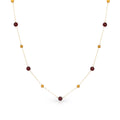 Chris April 316L Stainless Steel PVD Plated Natural Garnet Power Stone Double-layer Chain Beads Necklace