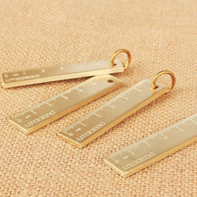 Promotional Custom Laser logo Brass Metal Gold Ruler for Keychain