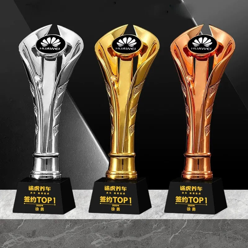25cm Height Gold Silver Bronze Resin Crystal Trophy Award MH-J0467