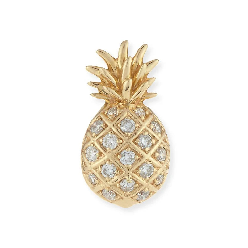 Hot Selling Gold Jewelry Pave Diamond Single Stud New Fashion Pineapple Earrings