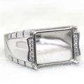 Sterling Silver 10*12mm Semi Mount Men's Ring Frame Empty Blank Claw Setting S925 Base Holder Without Center Stone for DIY Inlay