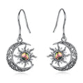 925 Sterling Silver Mother of Pearl Moon and Sun Drop Earring for Women