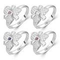 Dainty CZ Flower 925 Sterling Silver Fine Jewelry Ring Women's Wildflower and Leaf Fashionable Iced Out for Wedding Engagement