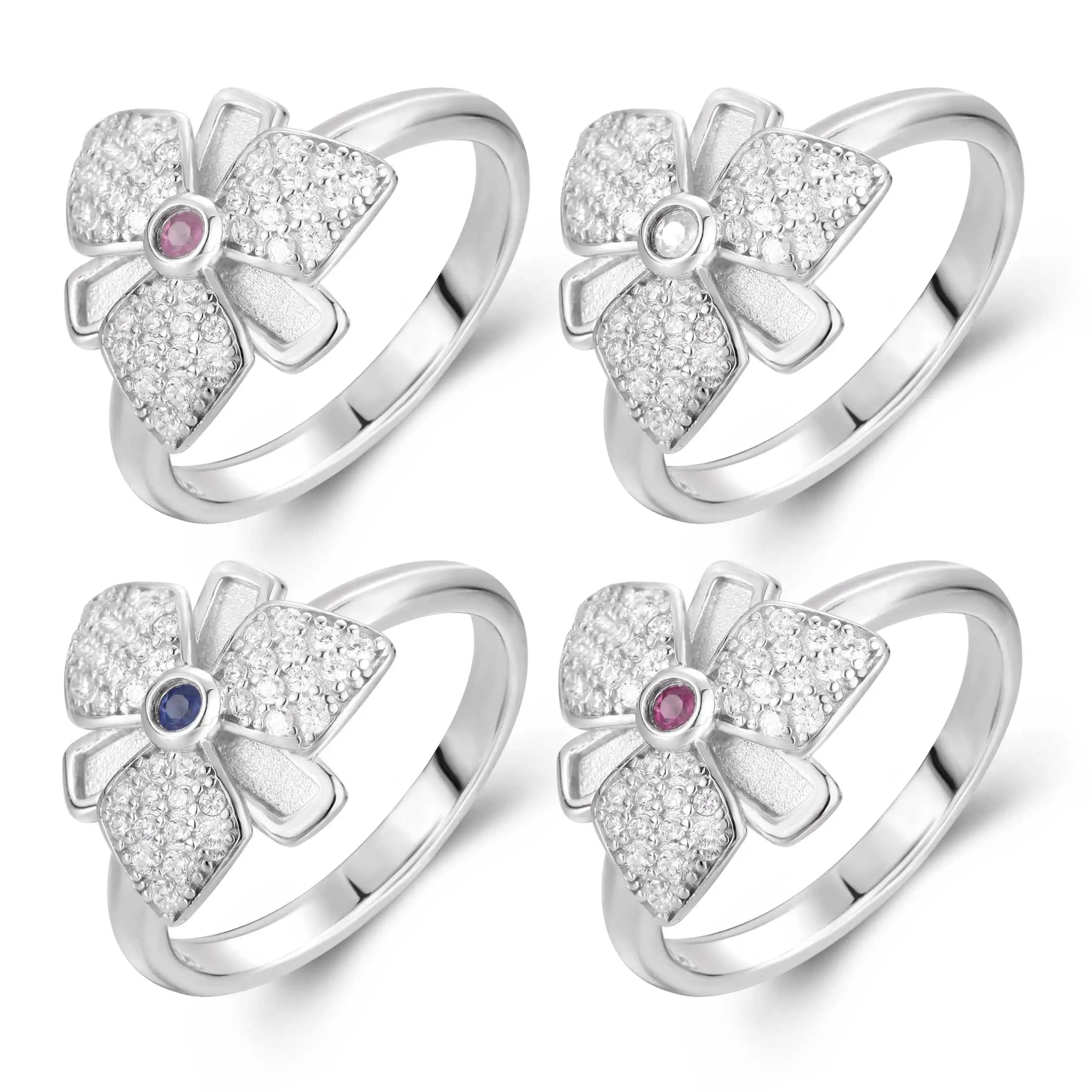 Dainty CZ Flower 925 Sterling Silver Fine Jewelry Ring Women's Wildflower and Leaf Fashionable Iced Out for Wedding Engagement