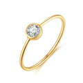 RINNTIN APR26 14k Gold Plating Simple Round Zircon Ring Minimalist 925 Sterling Silver Engagement Finger Wedding Ring