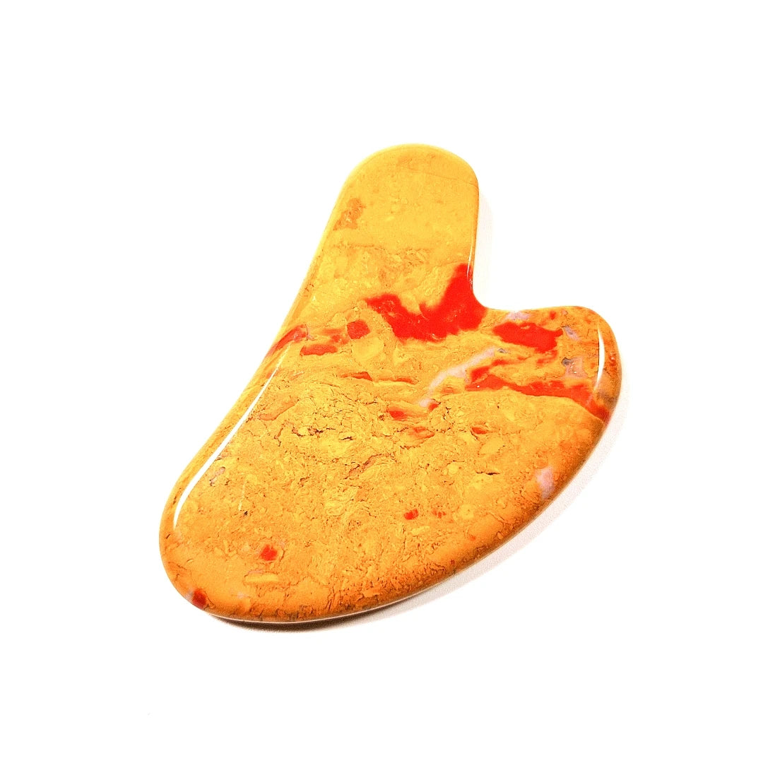 HY in stock! good quality well designed custom logo mookaite jasper heart gua sha face massage tool