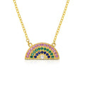 Wholesale Trendy 925 Sterling Silver Gold Plated Pave Setting Color Zirconia Rainbow Pendant Necklace Jewelry for Women Gifts