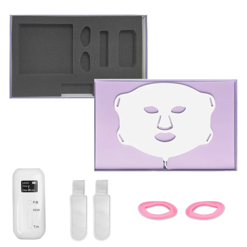 Sunlor SG-MSK LED Face Light Therapy Mask with Neck Piece Features Seven Color Spectrum Modes for Daily Wellness Routine