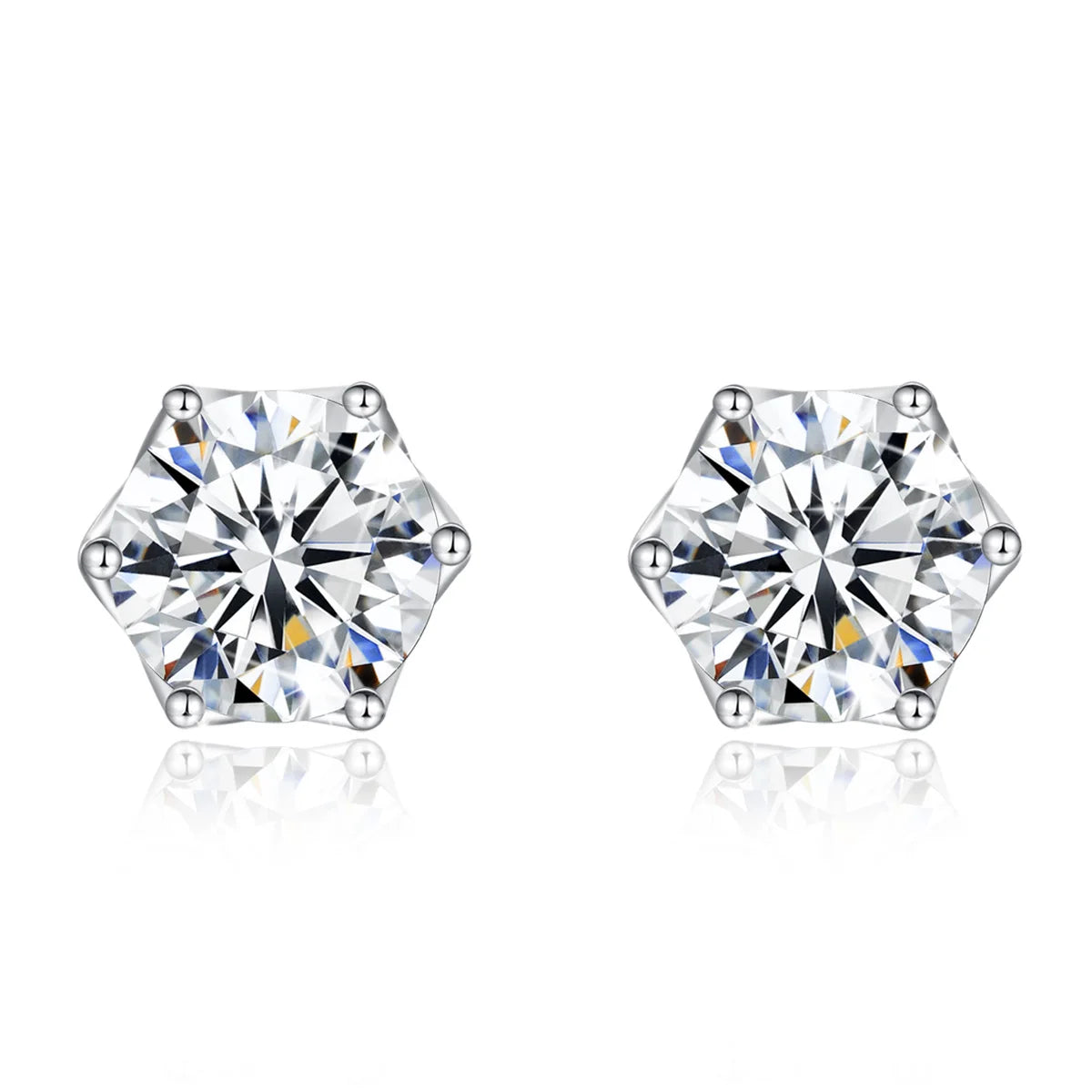 925 Sterling Silver Vintage Filigree Lab Growing D Color VVS1 Classic 6-claw Moissanite Diamond Stud Earrings