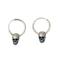 Real 925 Sterling Silver Studs Retro Silver Skull Hook Shape Earrings Studs Gothic Vintage Jewelry for Men and Women