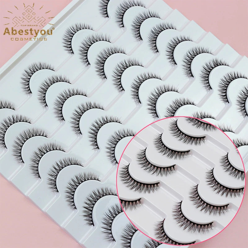 Abestyou AH09 Wholesale 20 Pairs Natural Full Strip Handmade Faux Mink Eyelashes Set Cheap Price Eyelashes Factory