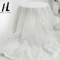 Chic White Lace Fabric Delicate Floral Embroidery Modern Cut-out Design High Quality Cotton Embroidery Fabric