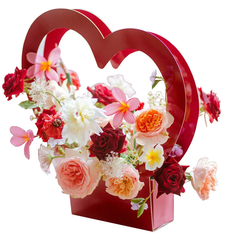 Flowers Tote Bag for Christmas Valentine's Day Birthday-Flower Gift Box Craft Paper Packaging Wedding Decoration Basket