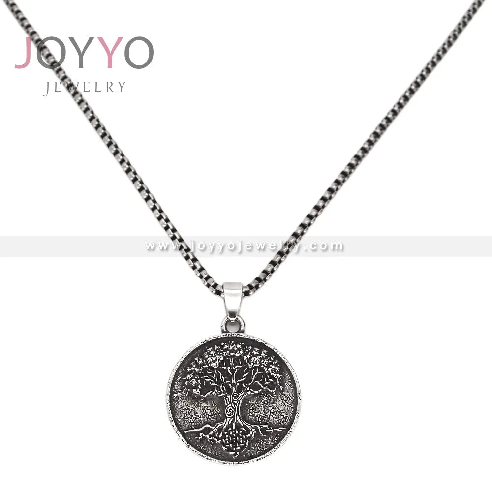 Stainless Steel Silver Compass Pendant Amulet for Engraving Tree Pendant Norse Viking Jewelry