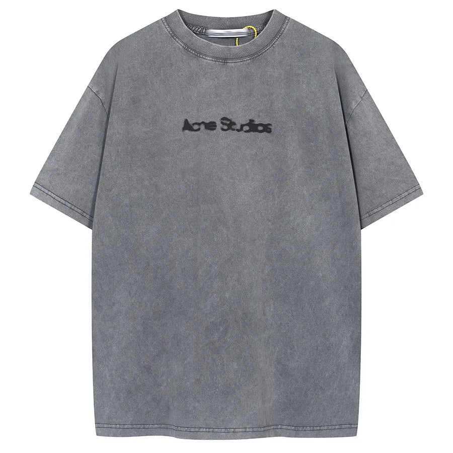 Streetwear Unisex Drop Shoulder Tee Shirts Custom Men Heavy Weight Gsm Cotton Crop Boxy Vintage Acid Wash Distressed T Shirt