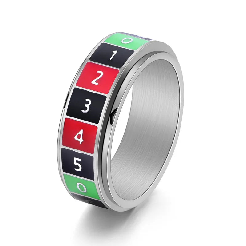 2023 Trendy Personality Arabic Letter Rotating Ring Wholesale Stainless Steel Anxiety Spinner Rings for Men Jewelry