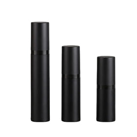 Airless Pump Bottle Cosmetic Pack Black 15ml 30ml 50ml Matte Black Cosmetic Packaging Screen Printing Customized Logo Square ABS