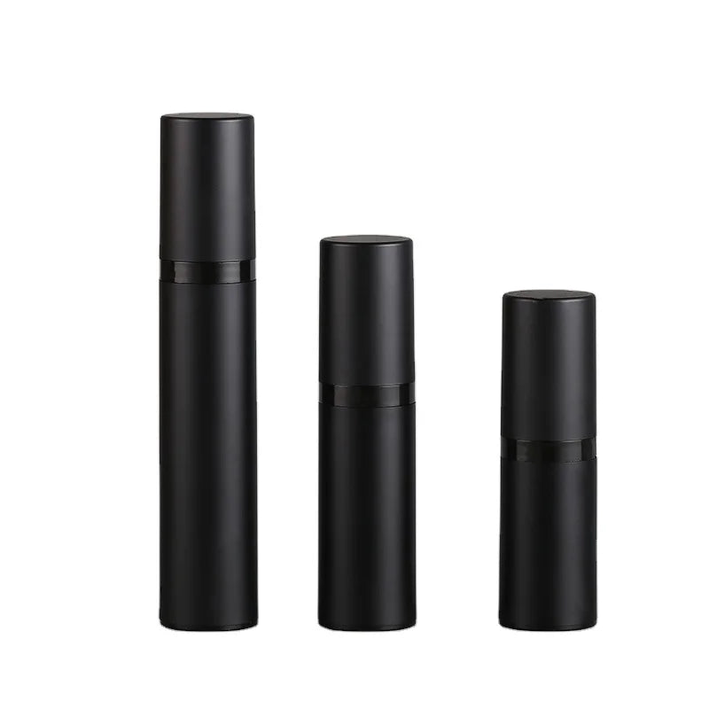 Airless Pump Bottle Cosmetic Pack Black 15ml 30ml 50ml Matte Black Cosmetic Packaging Screen Printing Customized Logo Square ABS