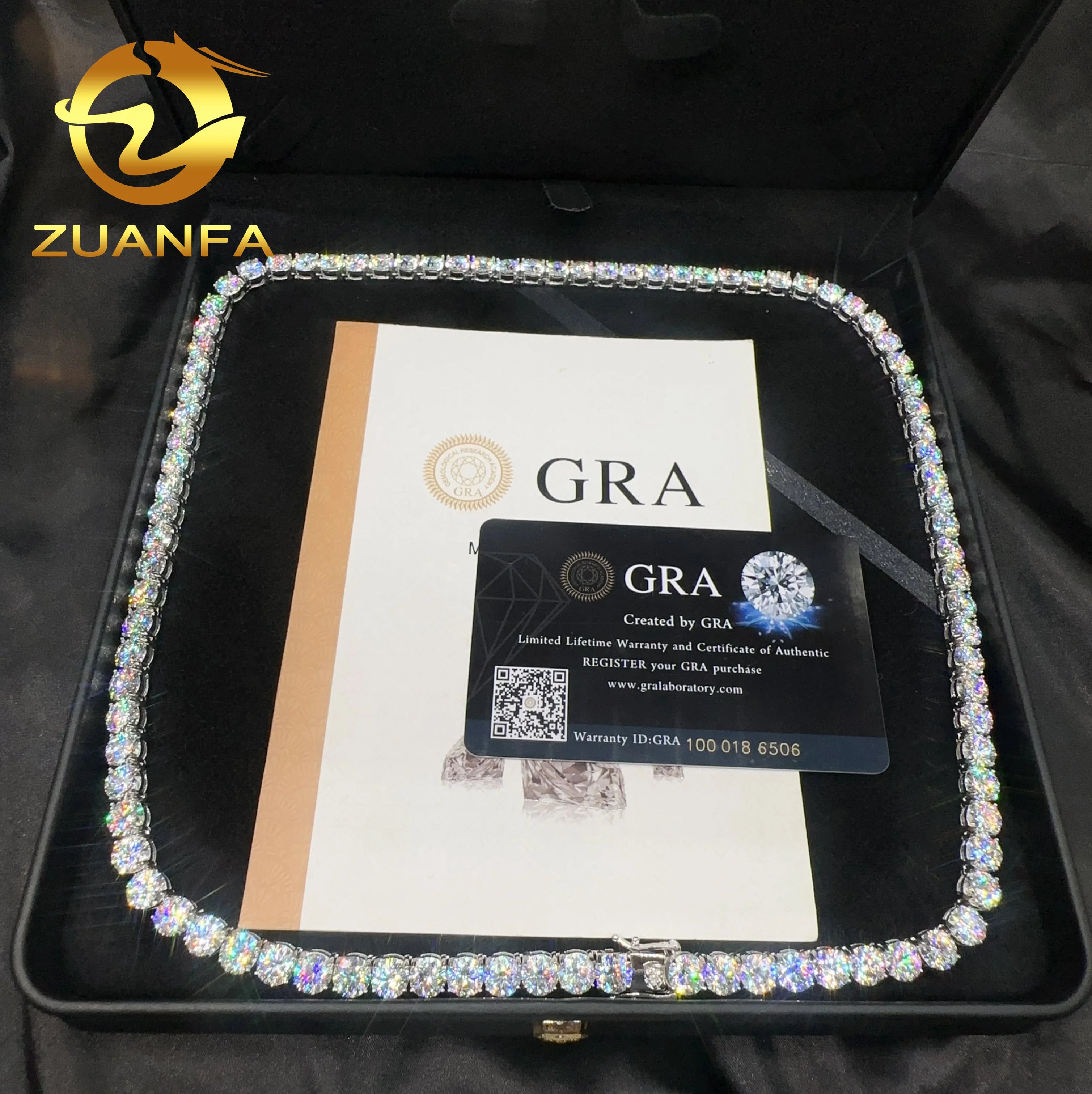 Hot Selling 6.5mm Moissanite Tennis Chain Pass Diamond Test Round Brilliant Cut 925 Silver Tennis Necklace Chain