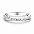 Korean Fashion Luxury S925 Silver 1mm Moissanite X Shape Cross Rings for Women