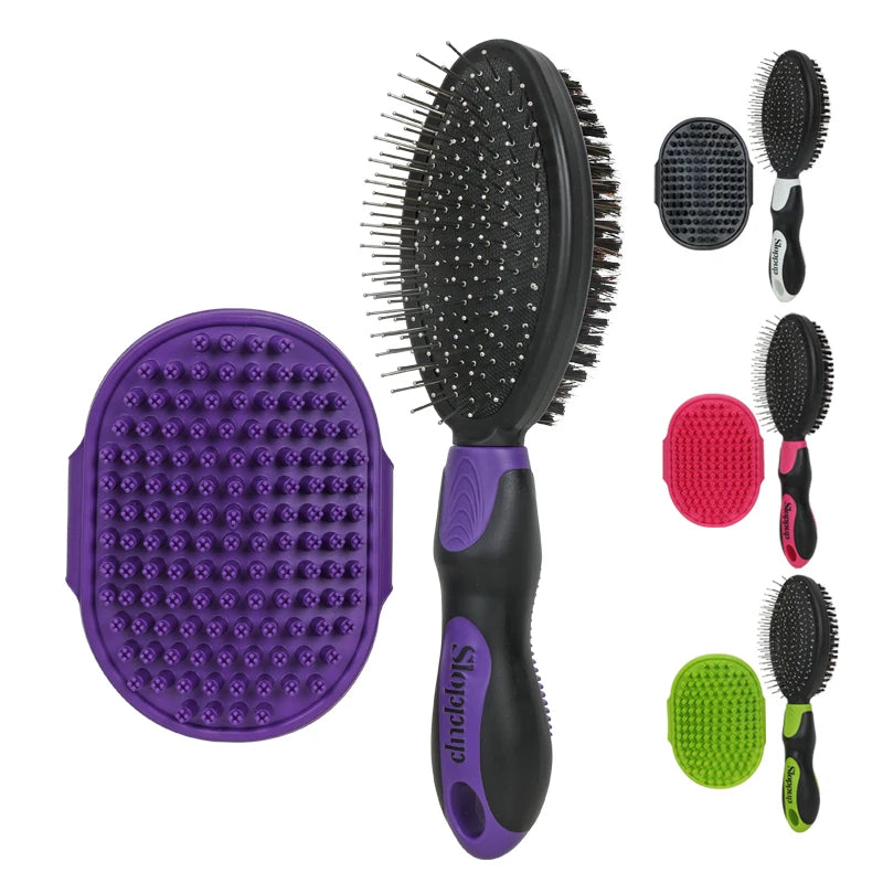 2pcs  Dog Grooming Brushes Kit Dual-sided Pet Cleaning Brush and Bath Brush and Comb for Pet