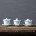 Egg-shell Porcelain Handmade Ceramic Cover Teacup Large Size Tea Brewing Gaiwan Kung Fu Tea Set Tea Bowl Gaiwan