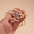 Double Heart Forever Love Hollow Heart Minimalist Open Bracelets Bangles Jewelry 18K Gold Plated