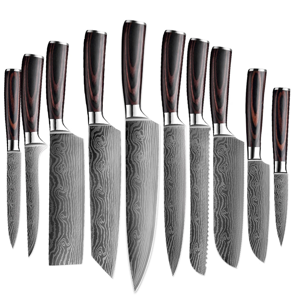 XITUO Kitchen Knife Set 8 Inch Chef Santoku Knife 7cr17 Carbon Stainless Steel Damascus Laser Pattern VG10 Steak New Release