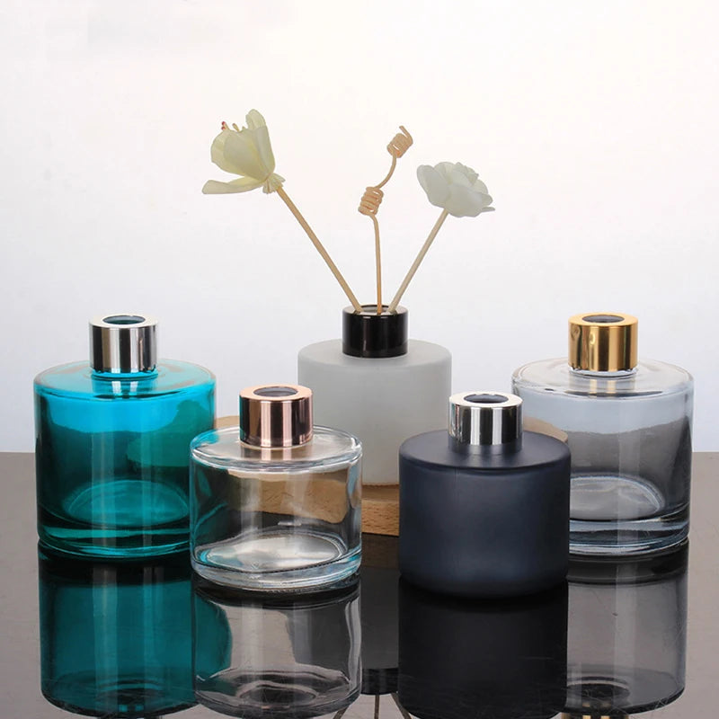 LR50 Round Shape 50ml 100ml 150ml 200ml Clear Glass Eco-Friendly Reusable Aromatherapy Diffuser Bottle