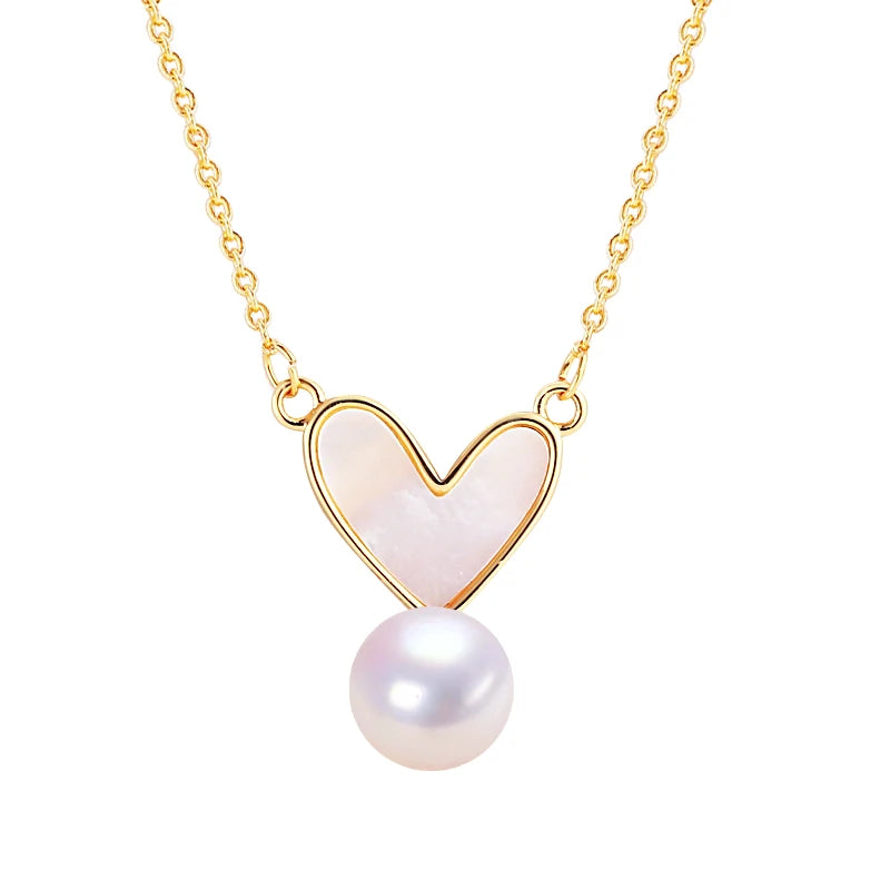 Wholesale Sea Shell Heart Pearl Pendant Natural Freshwater Pearl Necklace Jewelry for Women