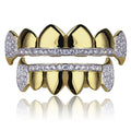 Hip Hop Grillz Teeth Iced Zircon Fang Mouth Teeth Caps Top & Bottom Tooth Set Men Women Vampire Teeth Fashion Jewelry