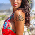 Bxtats Custom 200 Sheets Rose Peony Lotus Flowers Semi Permanent Tattoo Stickers for Women and Girls