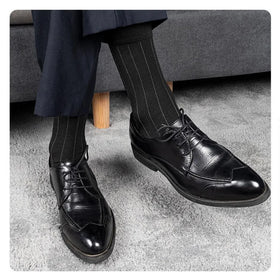 Designer Vertical Stripe Men Mid-calf Crew Cotton Custom Business Dress Socks