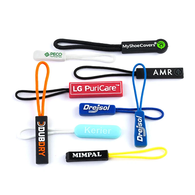 Custom Colorful Pvc Rubber Silicon Plastic Zipper Zip Pull Tab Rope Zipper Puller