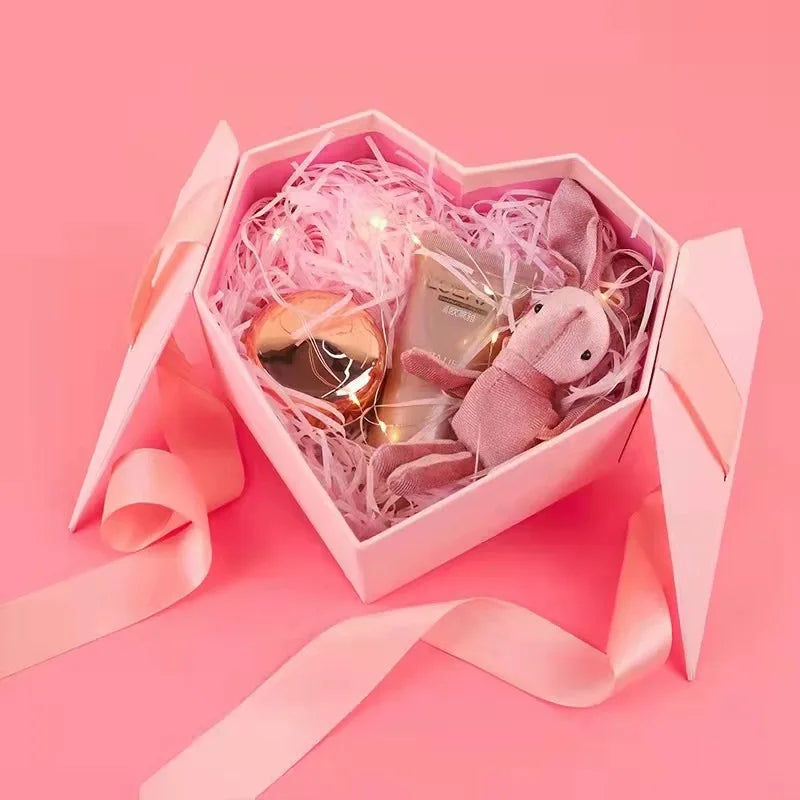 Valentine's Day Heart Shaped Paper Packaging Flip Octagonal Gift Box Birthday Gift Box Mother's Day Mom Flower Bouquet Boxes