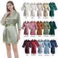 Hot Selling Women's Satin Lace Kimono Style Wedding Robes 15 Colors Autumn Bridesmaid Summer/Spring Sleepwear Quick Dry V-neck