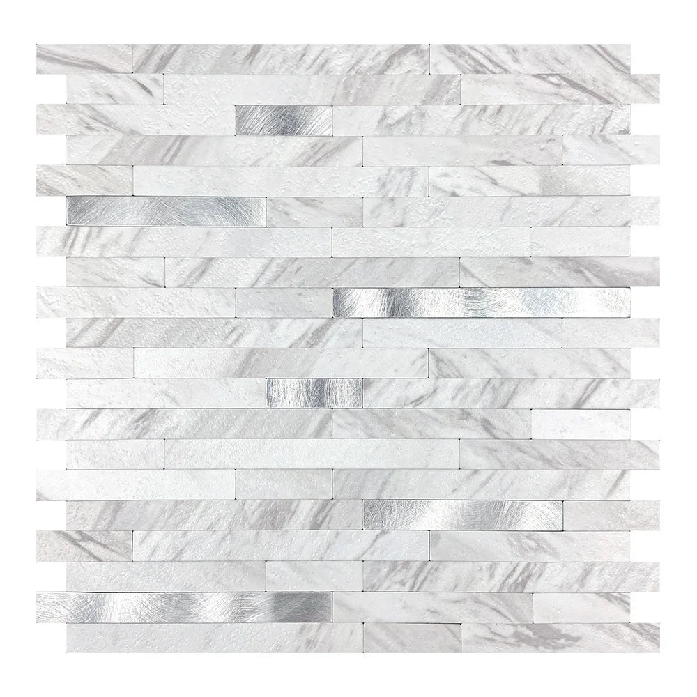 Factory Outlet Oblong Peel and Stick Wall Tiles Metal Home Decoration Self-Adhesive Mosaic Tiles Textured Stone Look