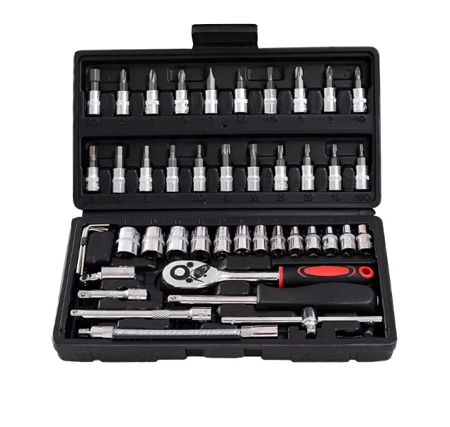 Professional 46pcs Universal Hardware Wrench Set Customizable OEM Car Repair Spanner Tool Box Plastic Steel Screwdrivers for