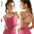 Women's Sleeveless Yoga Tank Top for Running Fitness Tennis-Irregular Crossed Strappy Open-Back Semi-Fixed Padded Top-Low MOQ