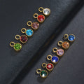 Custom Wholesale 12 Month Birthstone Round Zircon Charm Silver Gold Stainless Steel Jewelry Accessories