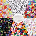 Wholesale 5 Colors Acrylic Alphabet Cube Beads 50m Crystal String Cord with DIY Plastic Loose Beads for Jewelry Making