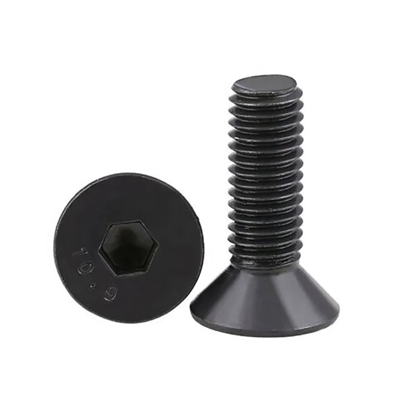 Grade 10.9 Carbon Steel Black Countersunk Head Hex Socket Screws DIN7991 Allen Bolts M1.6 M2 M2.5 M3 Sizes Surface Blackening
