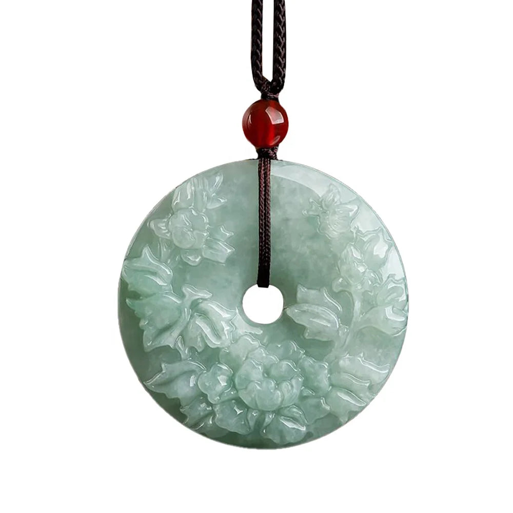 Natural Green Jade Donut Disc Gemstone Pendants Healing Chakra Polished Stone Coin Circle Bead Charms for Jewelry Craft Making